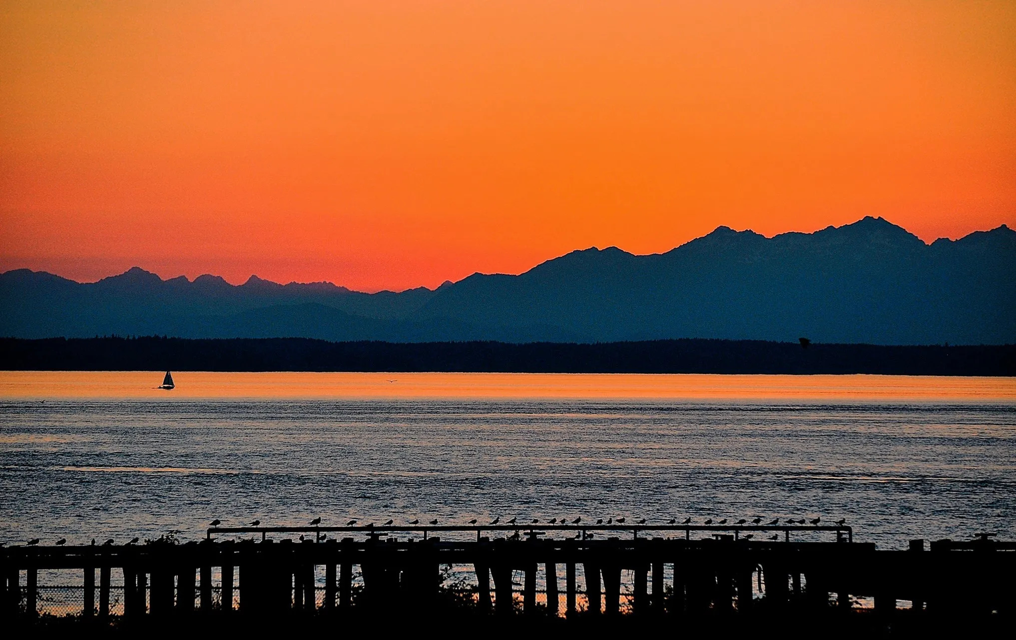 Sunset over Puget Sound near University Place